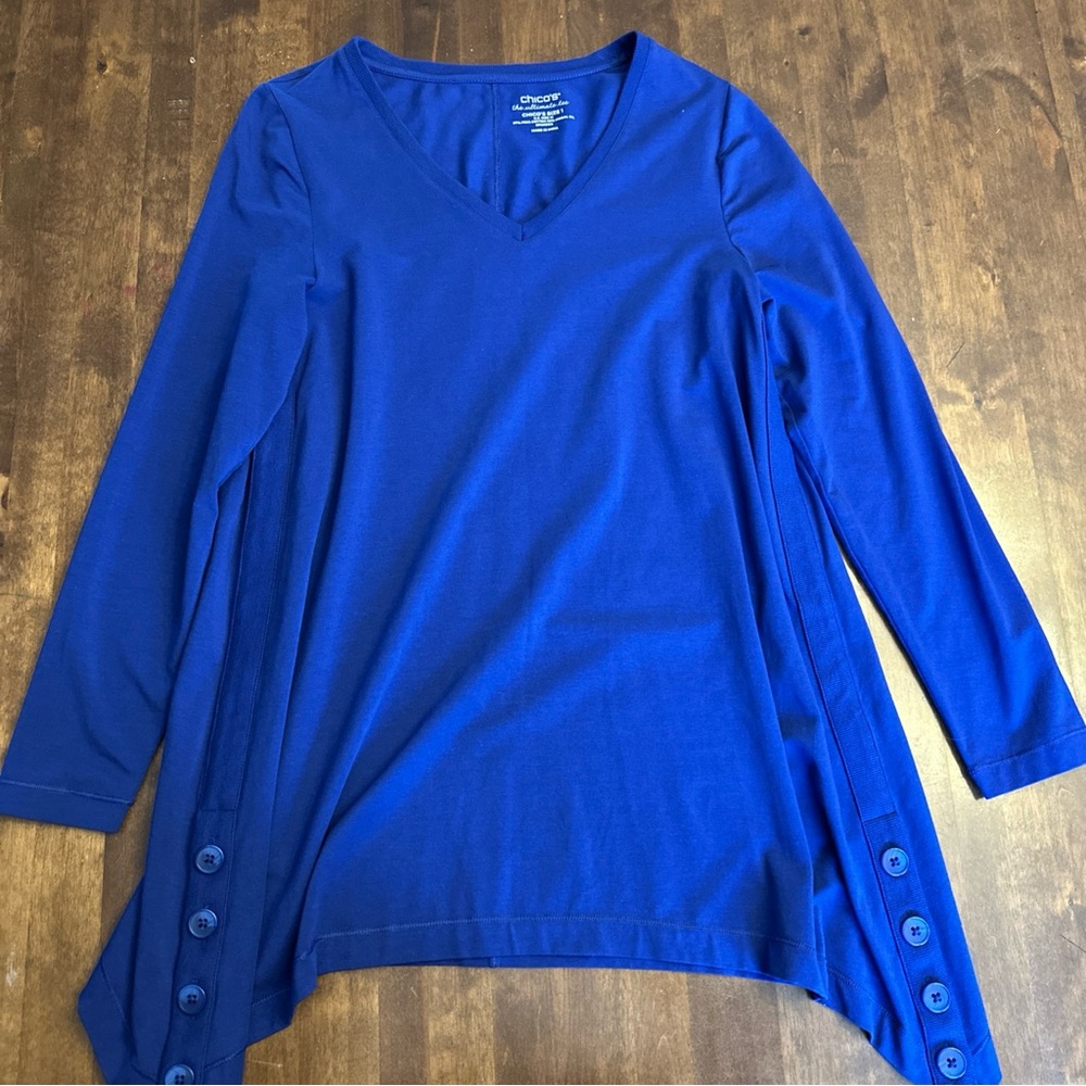 Chico's Royal Blue V-Neck Long Sleeve Tunic